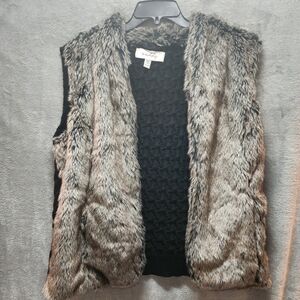 Sebby Collection Womens Faux Fur And Knit Vest Sz XXL